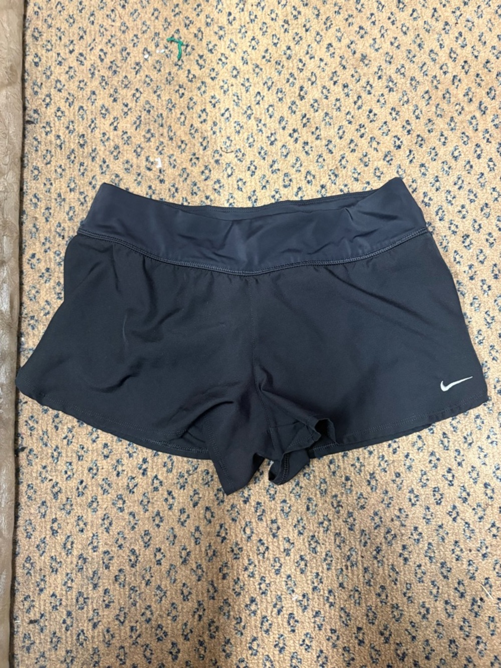 Nike Black Women's Athletic Running Shorts with White Swoosh